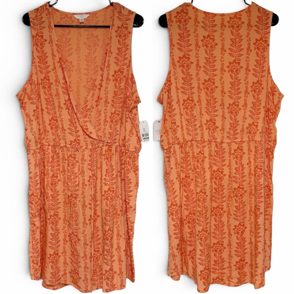 NEW TIME & TRU Floral Surplus Cover Up Dress Size XXL (20) Orange